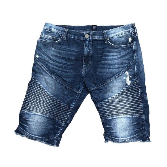 RARE True Religion Jeans Shorts Size 38 GENO MOTO Blue - Picture 3 of 9